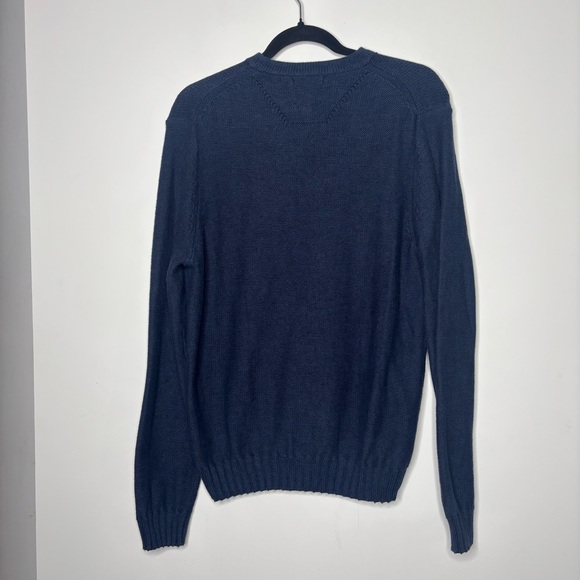 Brooks Brothers Men’s Red Fleece Navy Blue Long Sleeve Cotton Henley Sweater Med - Picture 4 of 6